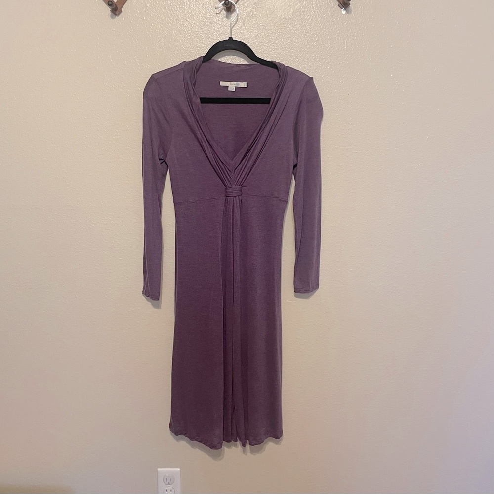 Boden Purple Long Sleeve V-Neck Twist Front Detail Wool Blend Size 6L Lined